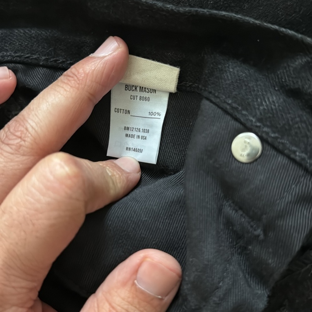 Buck Mason JAPANESE LOOMSTATE SELVEDGE FULL SADDLE JEAN in Black - Picture 4 of 11